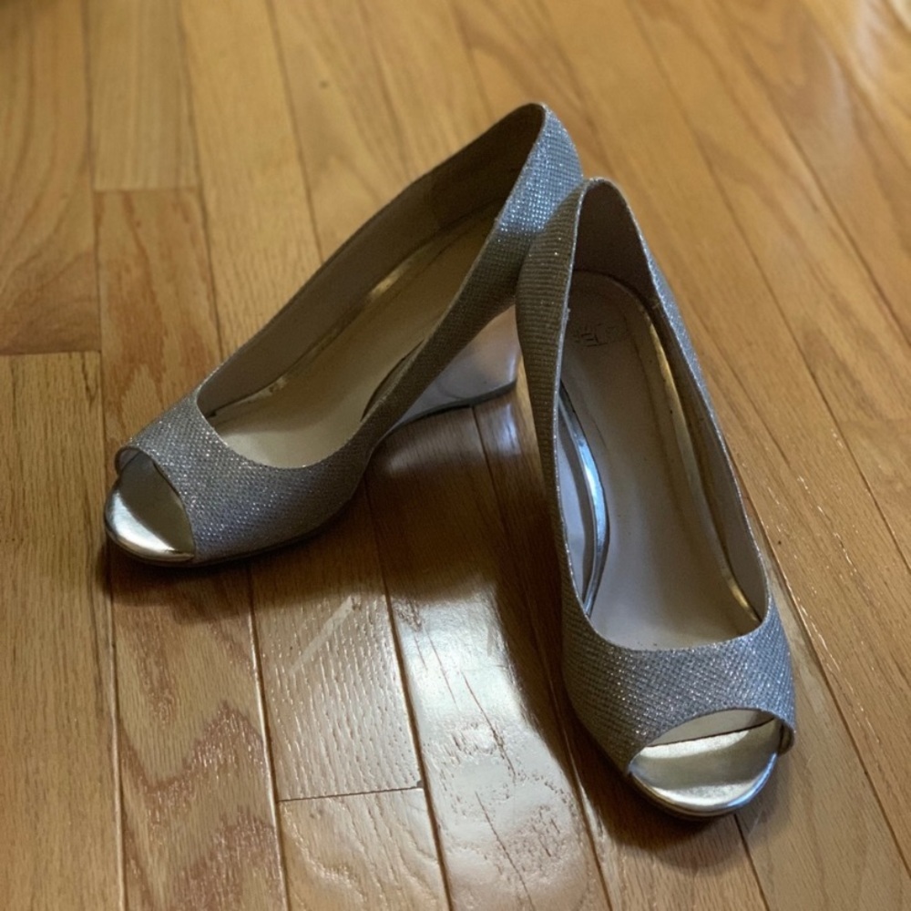 Silver special occasion wedges